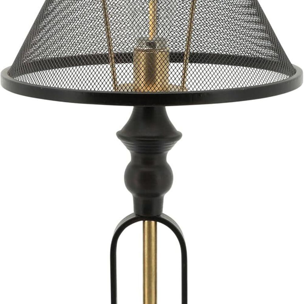 SagebrookHome IndustrialTable Lamp LED, Battery Operated,Brown/Brass, 10Lx10Wx9H